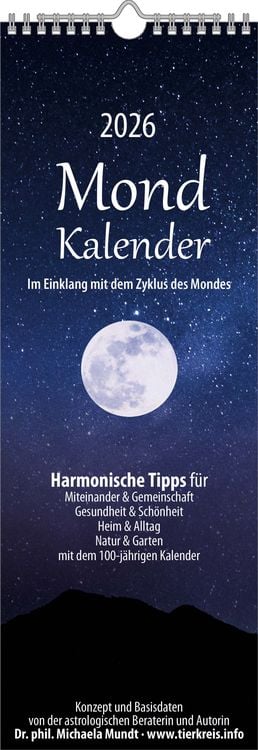 Produktbild: Mondkalender 2026- Streifen-Kalender 14,85x42 cm - Wandplaner - mit 100-jährigem Kalender - viele praktische Tipps - Mond-Kalender - Alpha Edition