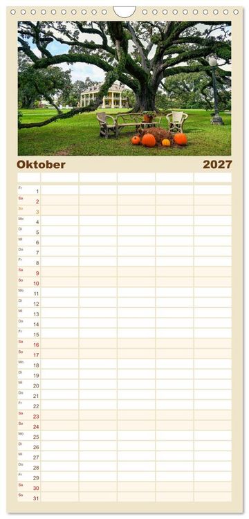 Produktbild: Familienplaner 2027 - Louisiana - S&uuml;mpfe und Plantagenh&auml;user mit 5 Spalten (Wandkalender, 21 x 45 cm) CALVENDO