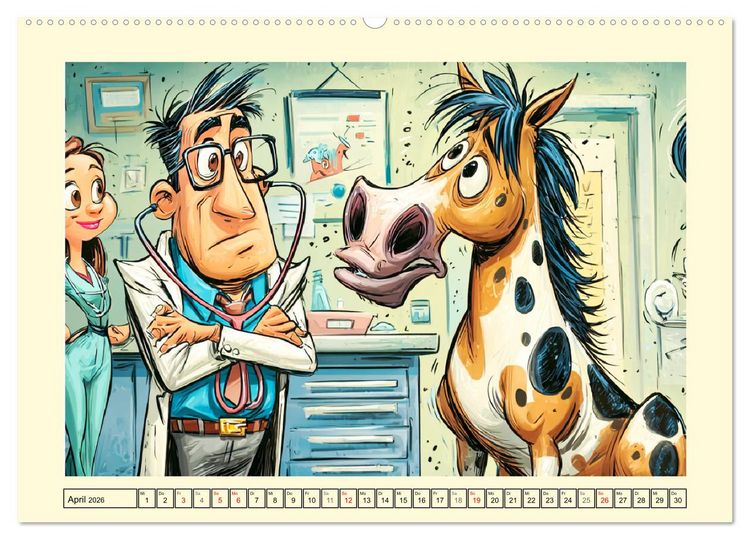 Produktbild: Beim Tierarzt! Tierisch schr&auml;ge Besuche in der Vetklinik (hochwertiger Premium Wandkalender 2026 DIN A2 quer), Kunstdruck in Hochglanz