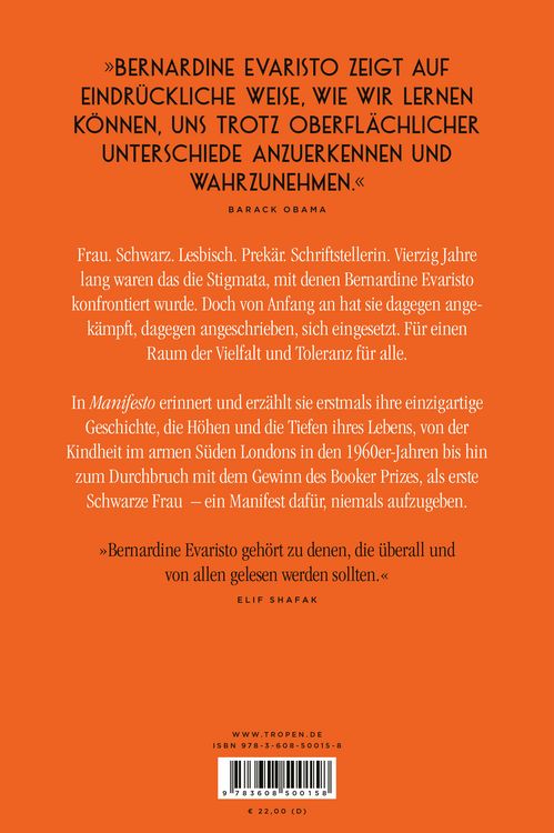 Produktbild: Manifesto. Warum ich niemals aufgebe. Ein inspirierendes Buch &uuml;ber den Lebensweg der ersten Schwarzen Booker-Prize-Gewinnerin und Bestseller-Autorin von &raquo;M&auml;dchen, Frau etc.&laquo;