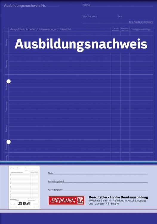 Produktbild: Brunnen Block A4 Ausbildungsnachweis 1S/1W
