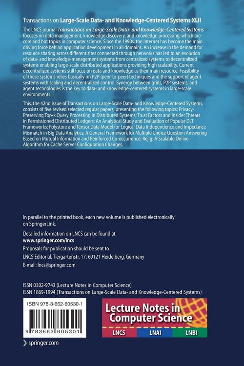 Produktbild: Transactions on Large-Scale Data- and Knowledge-Centered Systems XLII