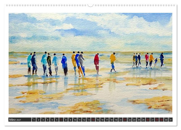 Produktbild: Aquarelle - Fischland-Dar&szlig; (hochwertiger Premium Wandkalender 2027 DIN A2 quer), Kunstdruck in Hochglanz