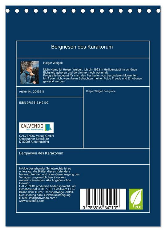 Produktbild: Bergriesen des Karakorum (Tischkalender 2026 DIN A5 hoch), CALVENDO Monatskalender