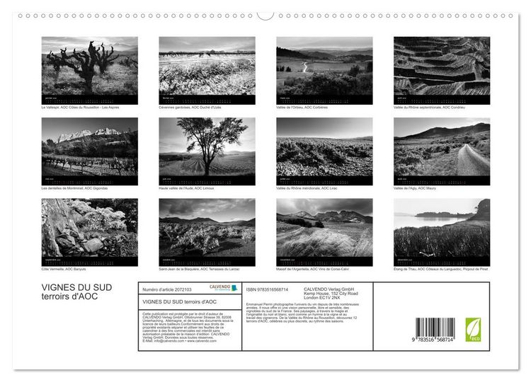 Produktbild: VIGNES DU SUD terroirs d'AOC (Calendrier mural 2026 DIN A2 vertical) calendrier de bureau