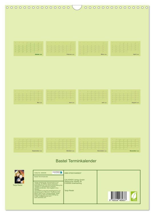 Produktbild: Bastel Terminkalender (Wandkalender 2026 DIN A3 hoch), CALVENDO Monatskalender