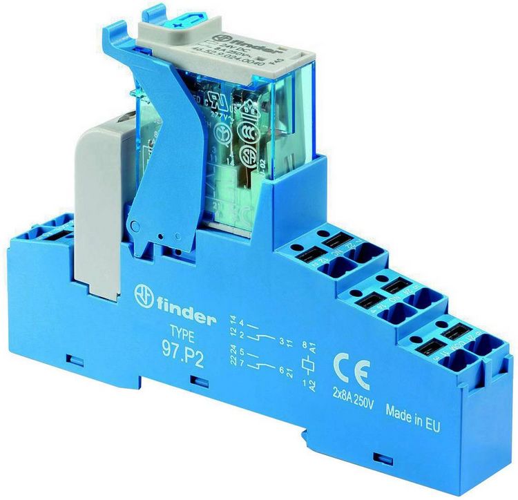 Produktbild: Finder 4C.P2.9.024.0050 LED-Gatterbaustein Nennspannung: 24 V/DC Schaltstrom (max.): 8 A 2 Wechsler 1 St.