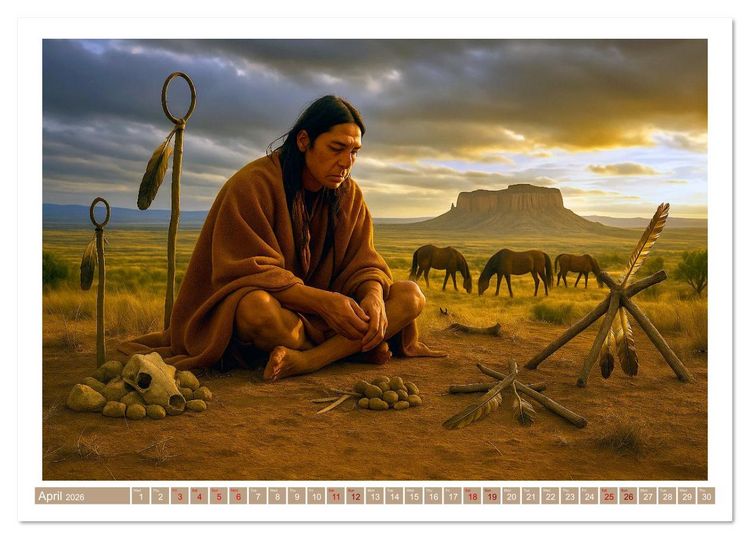 Produktbild: Spiritual Native American (Desk Calendar 2026 DIN A5 landscape), CALVENDO 12 Month DeskCalendar