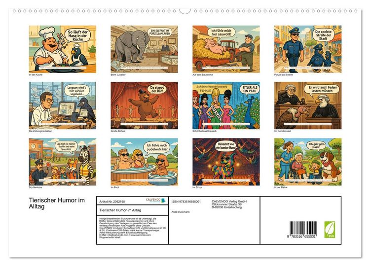 Produktbild: Tierischer Humor im Alltag (hochwertiger Premium Wandkalender 2026 DIN A2 quer), Kunstdruck in Hochglanz
