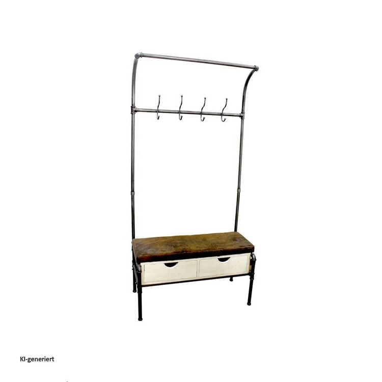 Produktbild: HTI-Living Garderobe im Steampunk-Design Industrial Look mit Sitzbank und Schubladen
