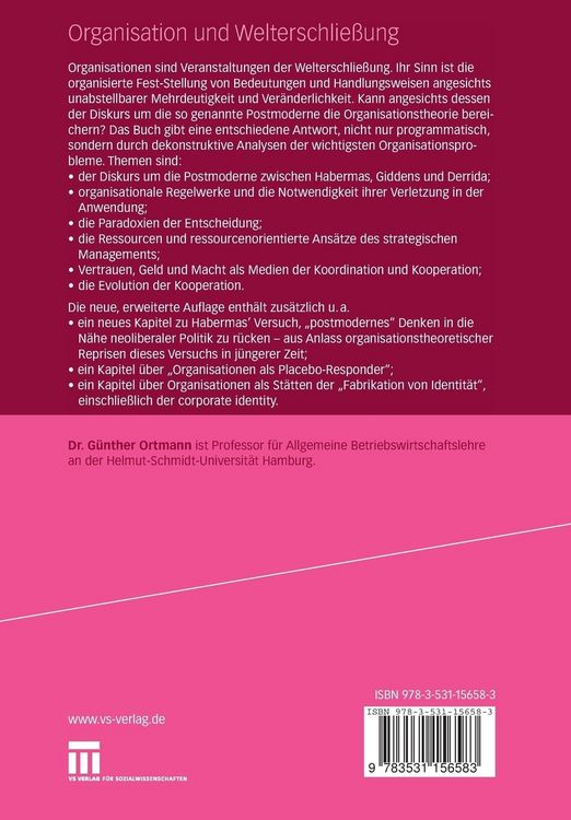 Produktbild: Organisation und Welterschlie&szlig;ung