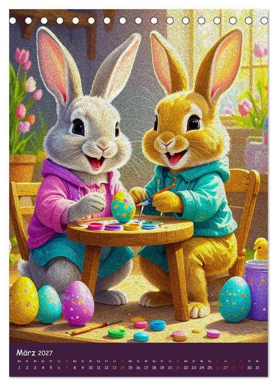 Produktbild: Osterhasen im Jahreskreis 12 Monate Hasenquatsch (Tischkalender 2027 DIN A5 hoch), CALVENDO Monatskalender