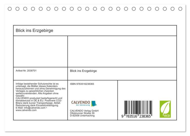 Produktbild: Blick ins Erzgebirge (Tischkalender 2026 DIN A5 quer), CALVENDO Monatskalender