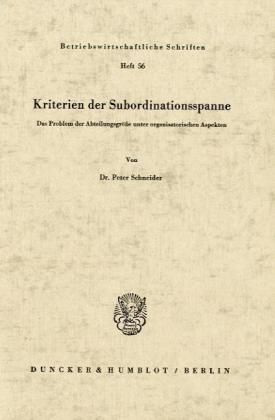 Produktbild: Kriterien der Subordinationsspanne
