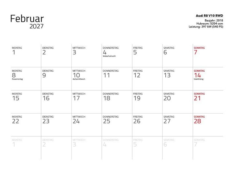 Produktbild: Supersportwagen 2027 &ndash; Eintragkalender