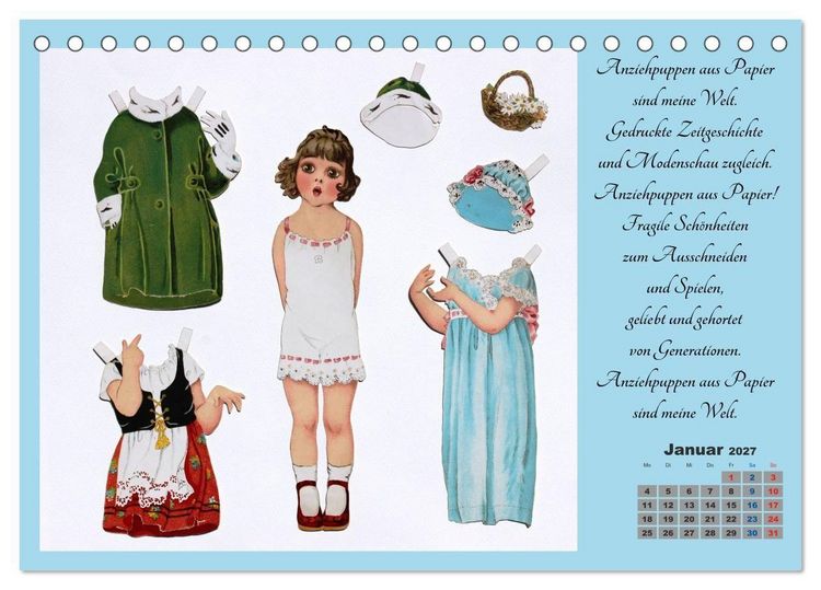 Produktbild: Papierpuppenpoesie (Tischkalender 2027 DIN A5 quer), CALVENDO Monatskalender