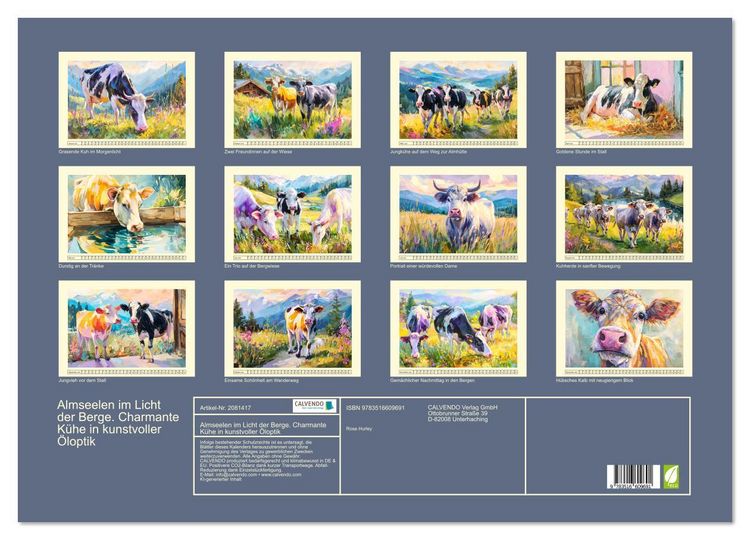 Produktbild: Almseelen im Licht der Berge. Charmante K&uuml;he in kunstvoller &Ouml;loptik (Wandkalender 2026 DIN A2 quer), CALVENDO Monatskalender
