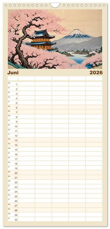 Produktbild: Familienplaner 2026 - Hanami in Japan mit 5 Spalten (Wandkalender, 21 x 45 cm) CALVENDO
