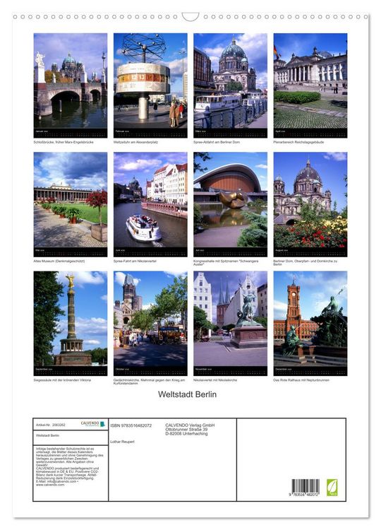 Produktbild: Weltstadt Berlin (Wandkalender 2026 DIN A2 hoch), CALVENDO Monatskalender