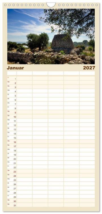Produktbild: Familienplaner 2027 - il Salento Kulturlandschaft zwischen zwei Meeren mit 5 Spalten (Wandkalender, 21 x 45 cm) CALVENDO