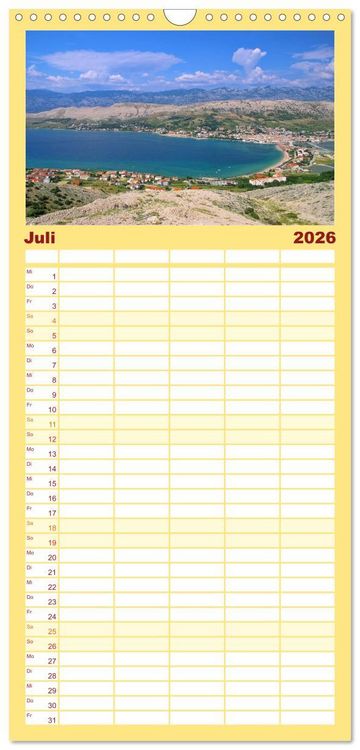 Produktbild: Familienplaner 2026 - Kroatien mit 5 Spalten (Wandkalender, 21 x 45 cm) CALVENDO