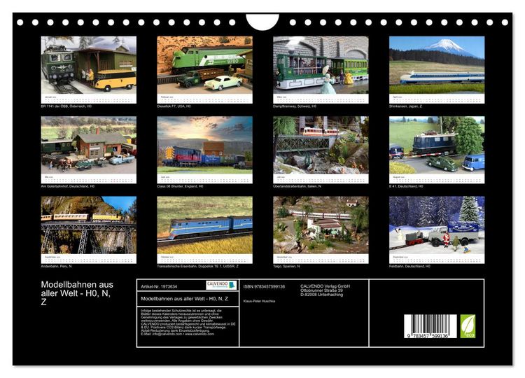 Produktbild: Modellbahnen aus aller Welt - H0, N, Z (Wandkalender 2026 DIN A4 quer), CALVENDO Monatskalender