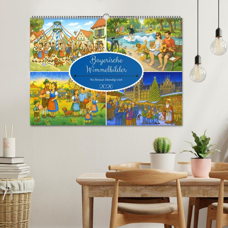 Produktbild: Bayrische Wimmelbilder - Wo Heimat lebendig wird (Wandkalender 2026 DIN A2 quer), CALVENDO Monatskalender