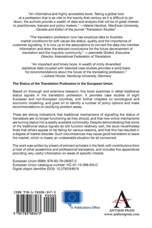 Produktbild: The Status of the Translation Profession in the European Union