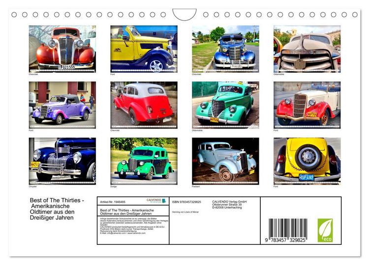 Produktbild: Best of The Thirties - Amerikanische Oldtimer aus den Drei&szlig;iger Jahren (Wandkalender 2026 DIN A4 quer), CALVENDO Monatskalender