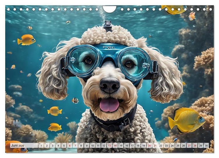 Produktbild: Hunde abgetaucht (Wandkalender 2026 DIN A4 quer), CALVENDO Monatskalender