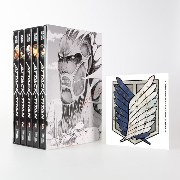 Produktbild: Attack on Titan, B&auml;nde 1-5 im Sammelschuber mit Extra