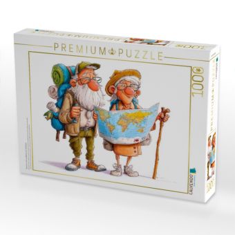 Produktbild: CALVENDO Puzzle Rentner mit Landkarte auf Weltreise | 1000 Teile Lege-Gr&ouml;&szlig;e 64x48cm Foto-Puzzle f&uuml;r gl&uuml;ckliche Stunden