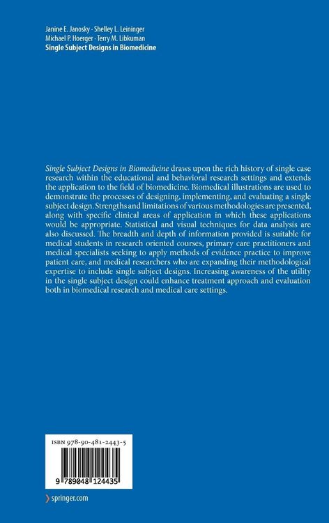 Produktbild: Single Subject Designs in Biomedicine