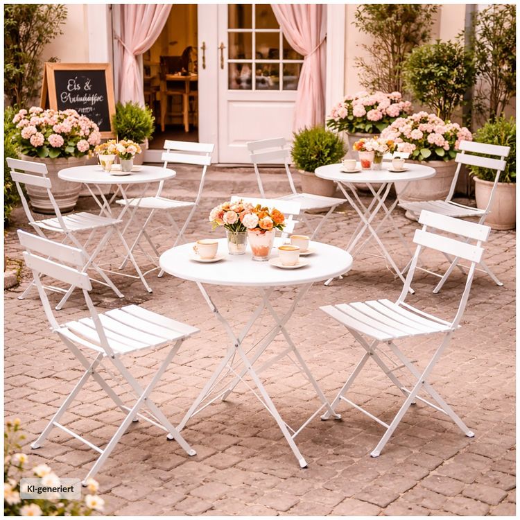 Produktbild: HTI-Living Gartentisch Basil Metall rund klappbar Creme Gartentisch Basil Metall rund klappbar Creme