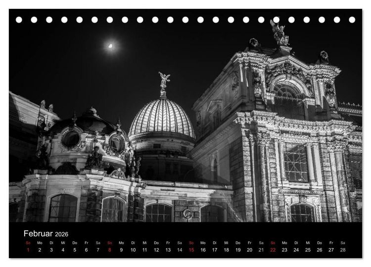 Produktbild: Dresden - Elbflorenz bei Nacht (Tischkalender 2026 DIN A5 quer), CALVENDO Monatskalender