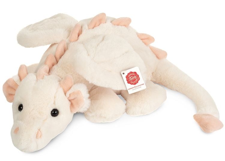 Produktbild: Teddy Hermann 94006 - Drache Fluffy liegend, weis-rosa, Pl&uuml;sch, 32 cm