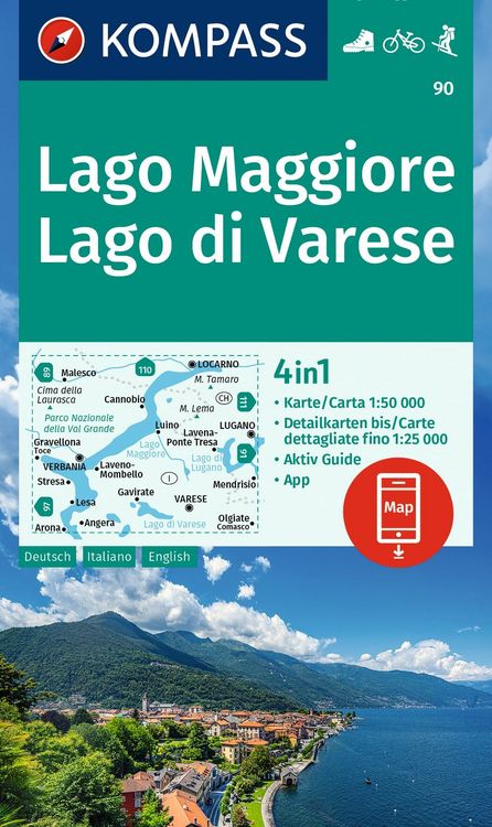 Produktbild: KOMPASS Wanderkarte 90 Lago Maggiore, Lago di Varese 1:50.000