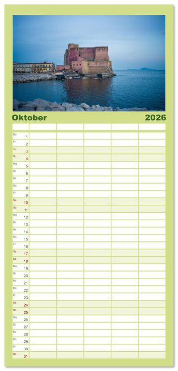 Produktbild: Familienplaner 2026 - Wundersch&ouml;nes Neapel - Bella Napoli mit 5 Spalten (Wandkalender, 21 x 45 cm) CALVENDO