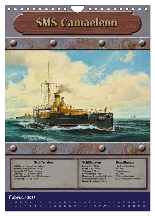 Produktbild: Die kaiserliche Marine 1871 - 1918 (Wandkalender 2026 DIN A4 hoch), CALVENDO Monatskalender