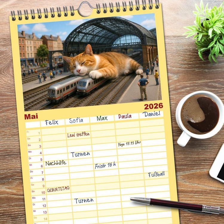 Produktbild: Familienplaner 2026 - Katzen Weltherrschaft mit 5 Spalten (Wandkalender, 21 x 45 cm) CALVENDO