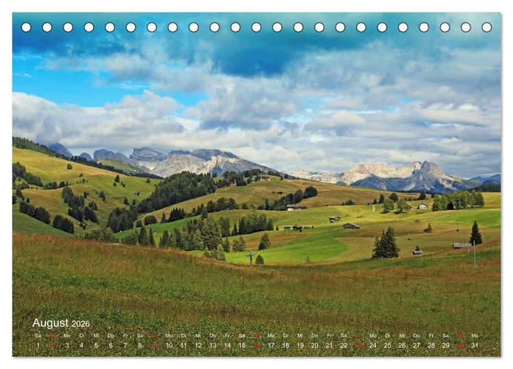 Produktbild: Urlaub auf der Seiser Alm (Tischkalender 2026 DIN A5 quer), CALVENDO Monatskalender
