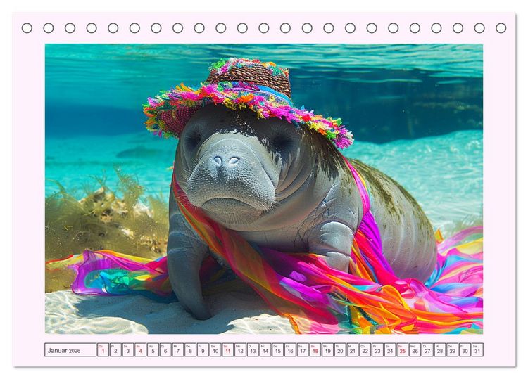 Produktbild: Modische Manatees. Charmante Seek&uuml;he mit Stil (Tischkalender 2026 DIN A5 quer), CALVENDO Monatskalender