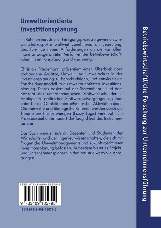 Produktbild: Umweltorientierte Investitionsplanung