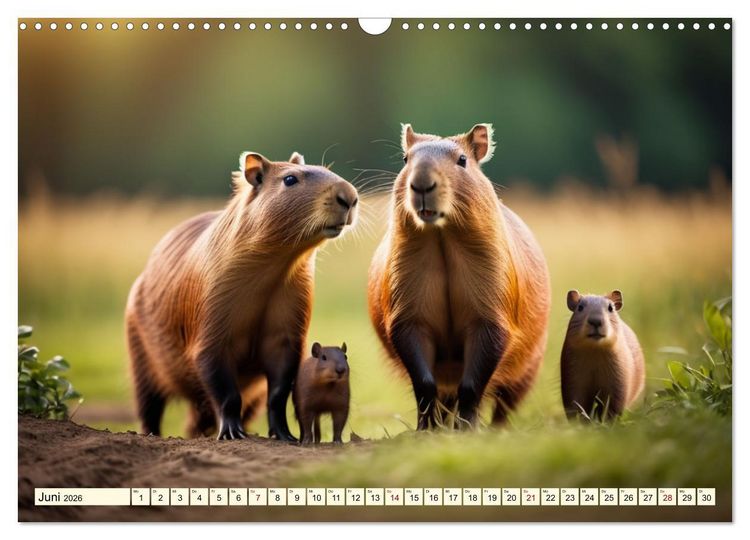 Produktbild: Capybaras - Wasserschweine die Herren der Gr&auml;ser (Wandkalender 2026 DIN A3 quer), CALVENDO Monatskalender