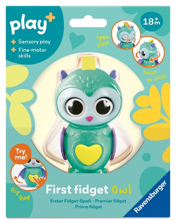 Produktbild: Ravensburger 12034150 Play+ First Fidget Owl &ndash; Fidget Toy Baby, Drehen & Dr&uuml;cken, Klick-Klack-Sound, Sensorik-Spielzeug, Anti-Stress-Spielzeug, Geschenk ab 18 Monaten