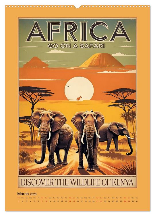 Produktbild: World Travel Posters - Nostalgic Trip Around the Globe (Wall Calendar 2026 DIN A2 portrait), CALVENDO 12 Month Wall Calendar