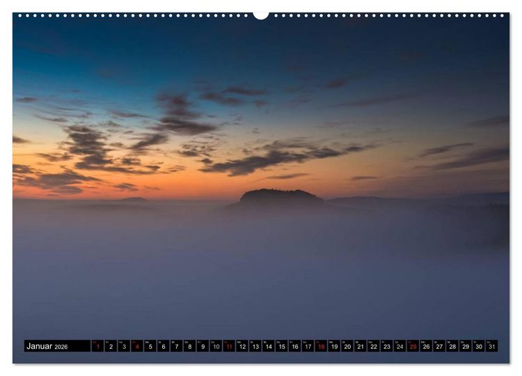 Produktbild: Nebelwelten S&auml;chsische Schweiz (hochwertiger Premium Wandkalender 2026 DIN A2 quer), Kunstdruck in Hochglanz