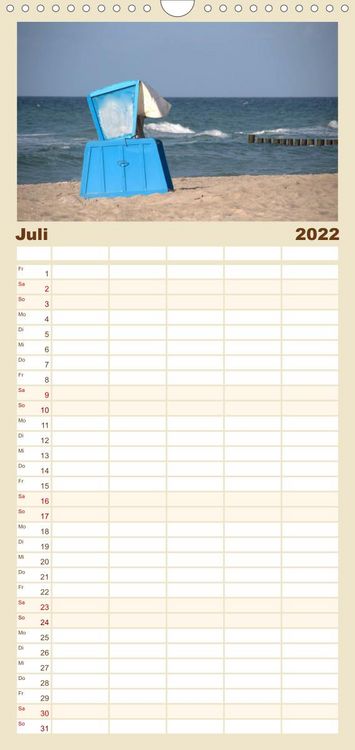 Produktbild: Familienplaner Strandkorb-Impressionen (Wandkalender 2022 , 21 cm x 45 cm, hoch)