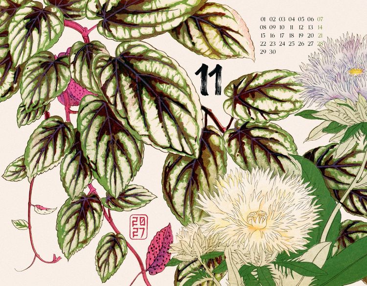 Produktbild: Flowers Kalender 2027 | Japanische Holzschnitte von Tanigami Konan