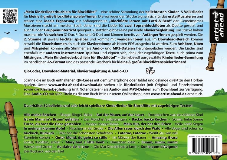 Produktbild: Mein Kinderliederb&uuml;chlein f&uuml;r Blockfl&ouml;te!